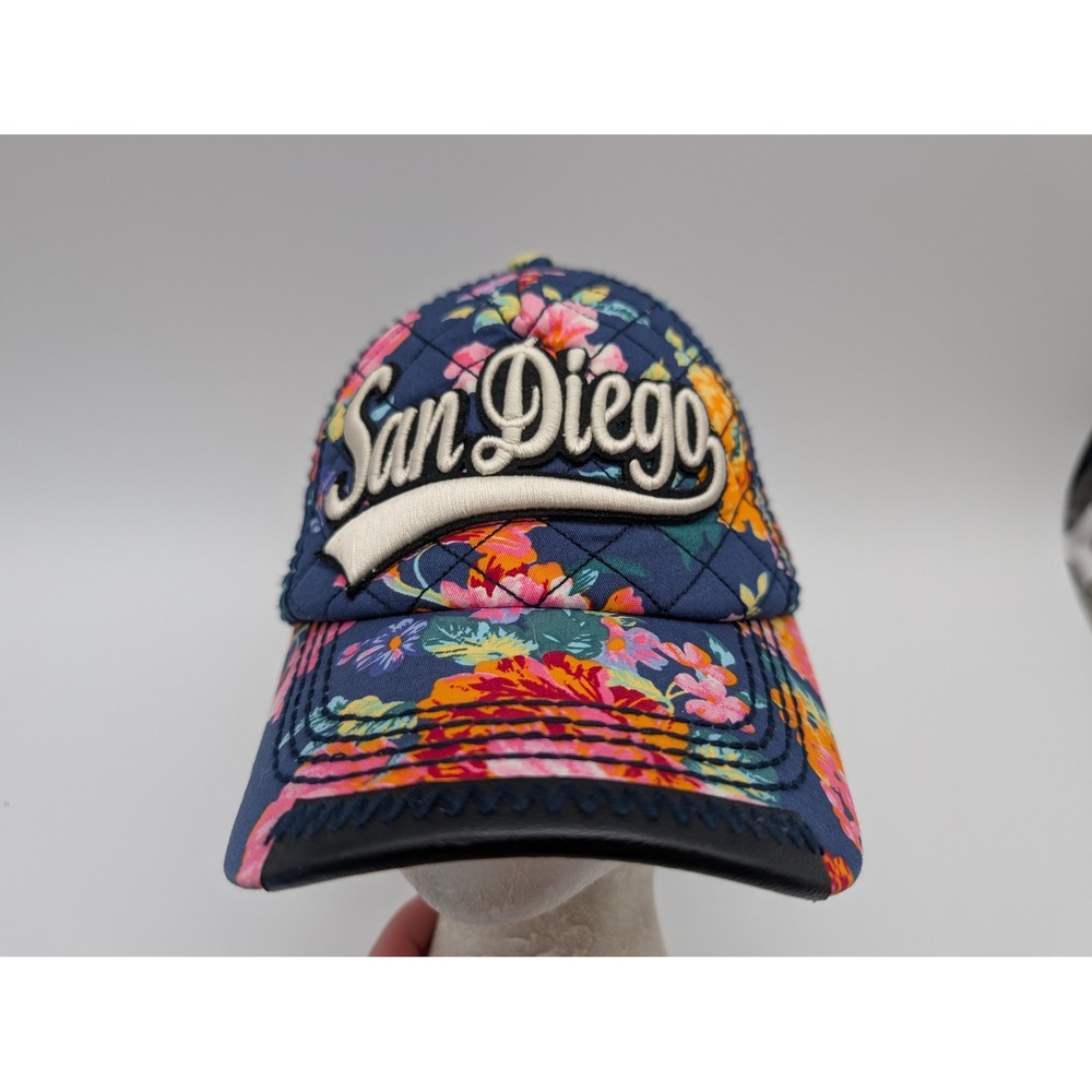 Robin Ruth San Diego Floral Quilted Snapback Baseball Hat Navy Blue Cotton